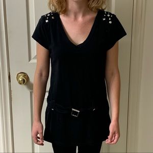 🌷3 for $25🌷Candy Couture, US XL, Black Jersey Metallic Embellishment Tunic